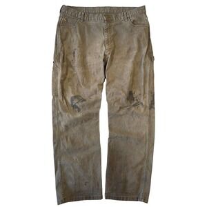 Dickies Mens Carpenter Pants 38x32 Thrashed Distressed Brown Workwear EU1939